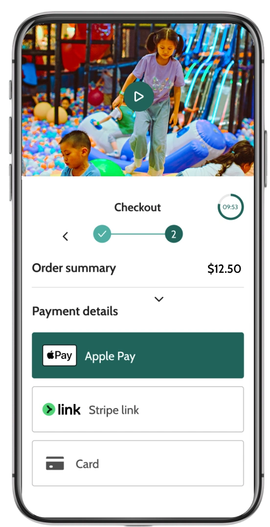 Trampoline park management software checkout screen with grip socks added